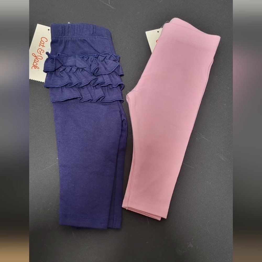 Size 0-3 Months | Cat & Jack Baby Girl Blue And Pink Tights - Picture 2 of 8